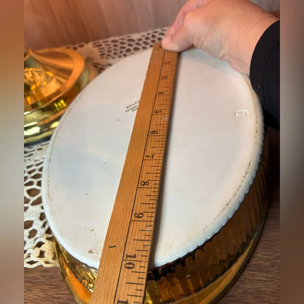 Vintage Aplico Gold Scalloped Bakeware Oval Serving Dish Made in France